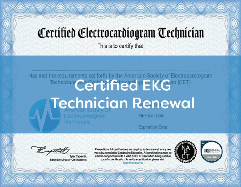 Certified Electrocardiography Technician Renewal American Society of